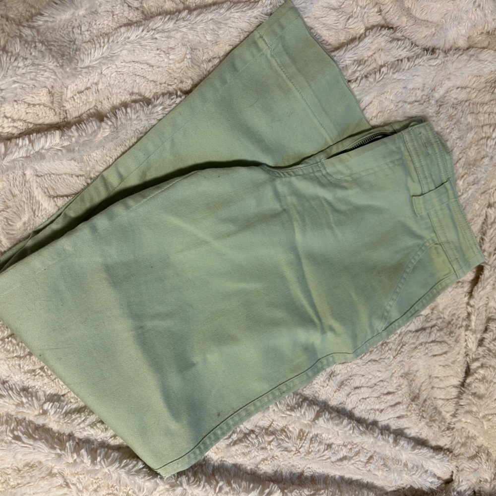 pastel green wide leg pants